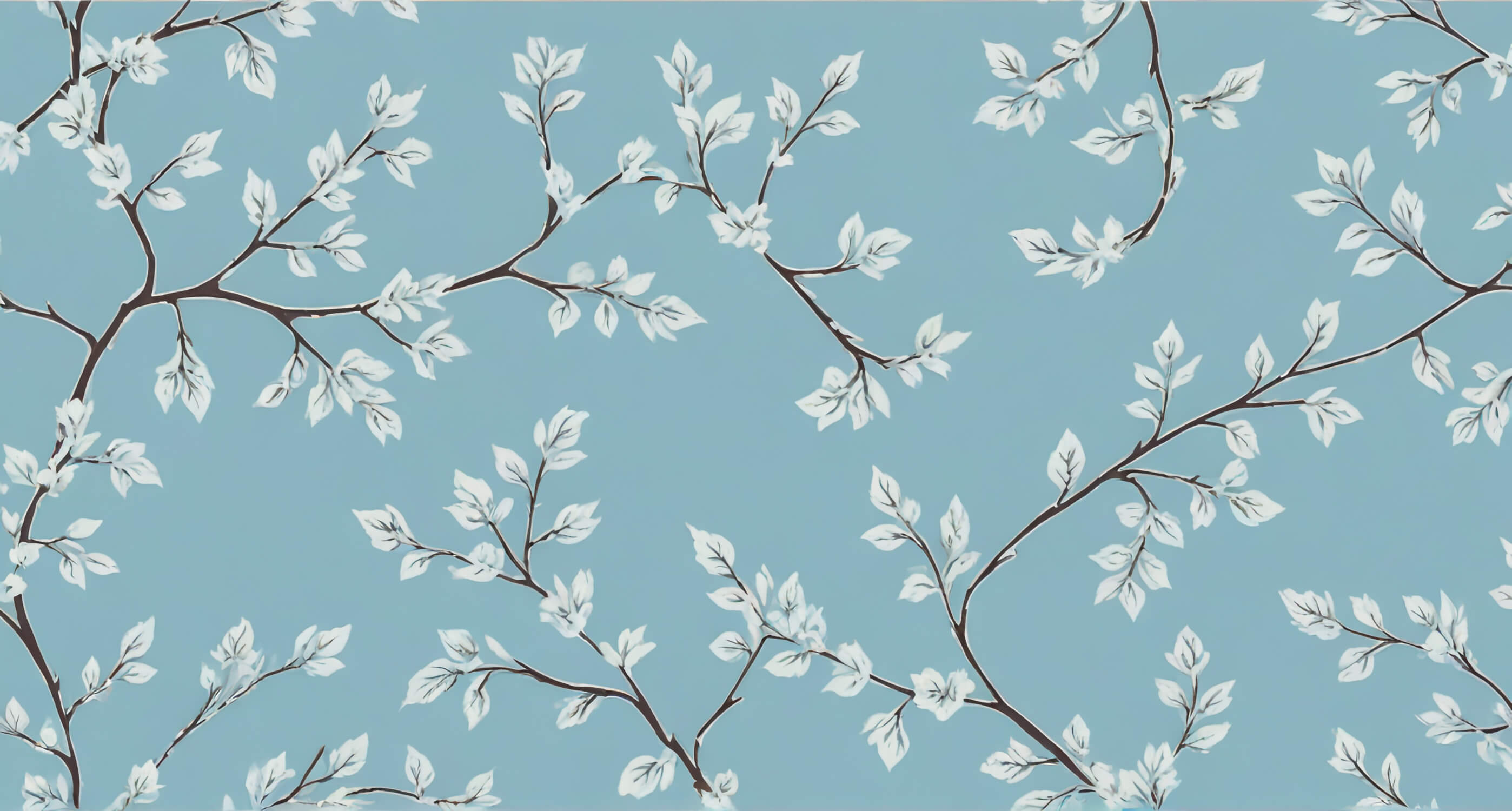 Design file showing detailed white leaf pattern on blue background
