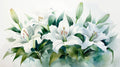 White Lily Floral Wallpaper creating a peaceful atmosphere in a bright modern bedroom with natural light