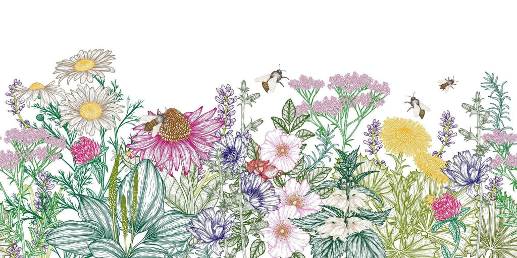 Wildflower Garden Wallpaper design file showing detailed flowers and bees pattern