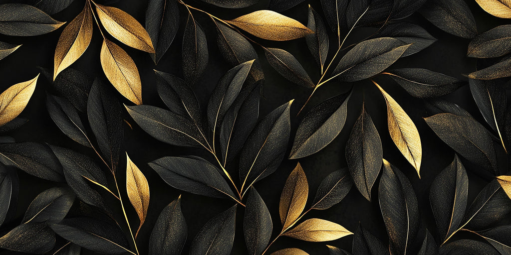 Black and gold leaf pattern design file showing intricate botanical details