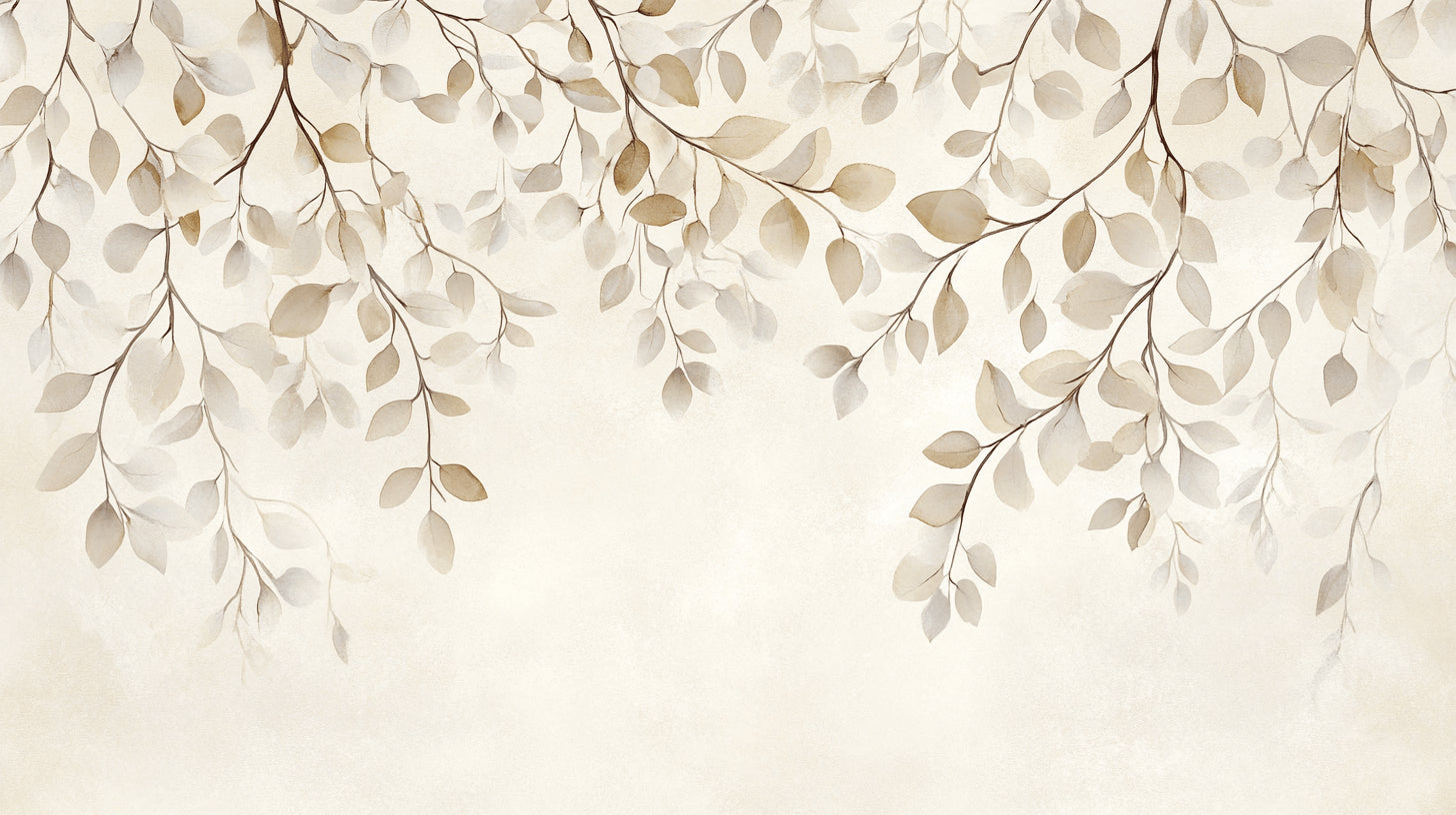 Delicate beige watercolor leaves design file showing the full pattern detail