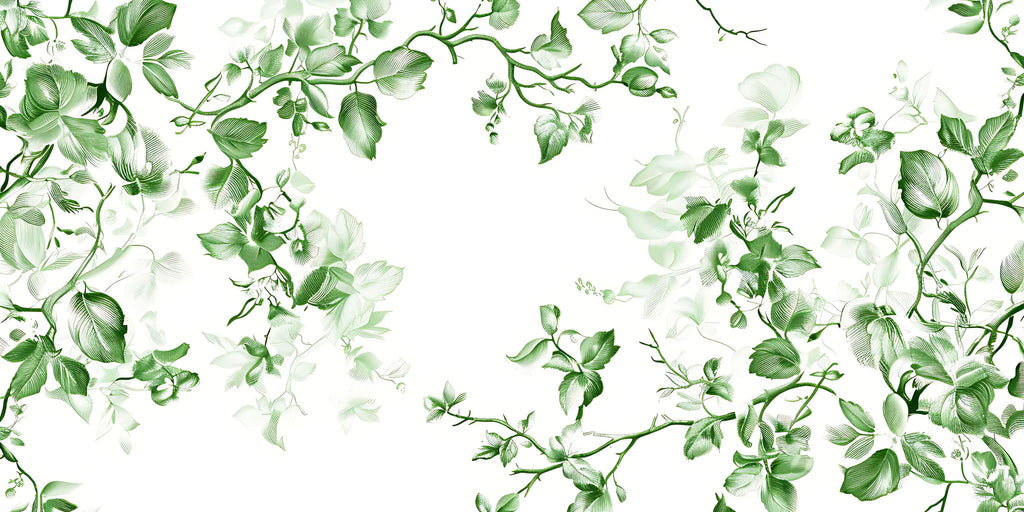 Detailed design file of green botanical pattern showing intricate leaf artwork