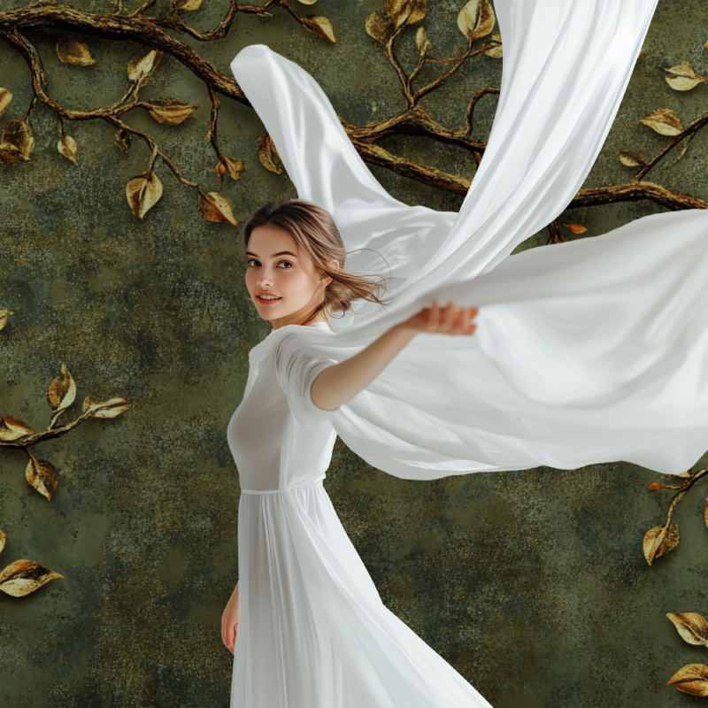 Nature-inspired mural bringing sophistication to master bedroom accent wall