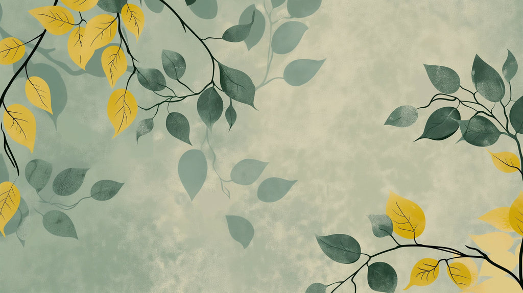 Leaf wall mural creating a fresh look in a contemporary dining room