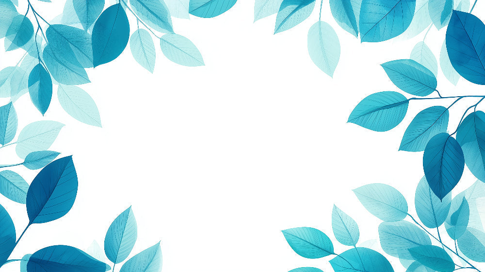 Translucent blue leaves design file showing detailed botanical pattern and crisp white background
