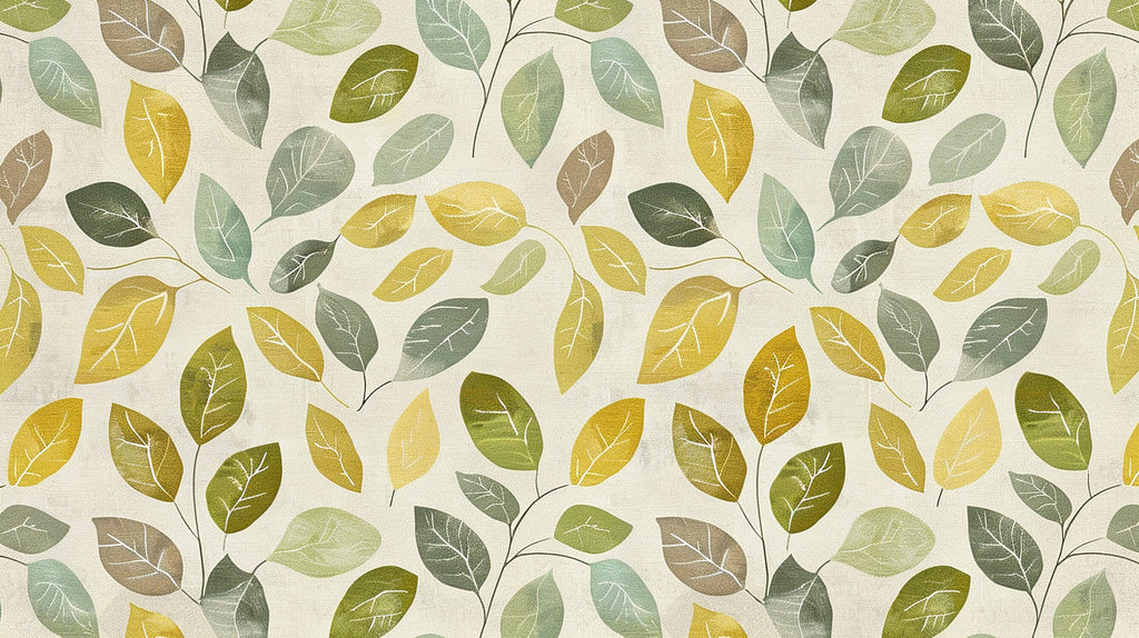 Botanical leaf wallpaper design file showing detailed yellow and green pattern