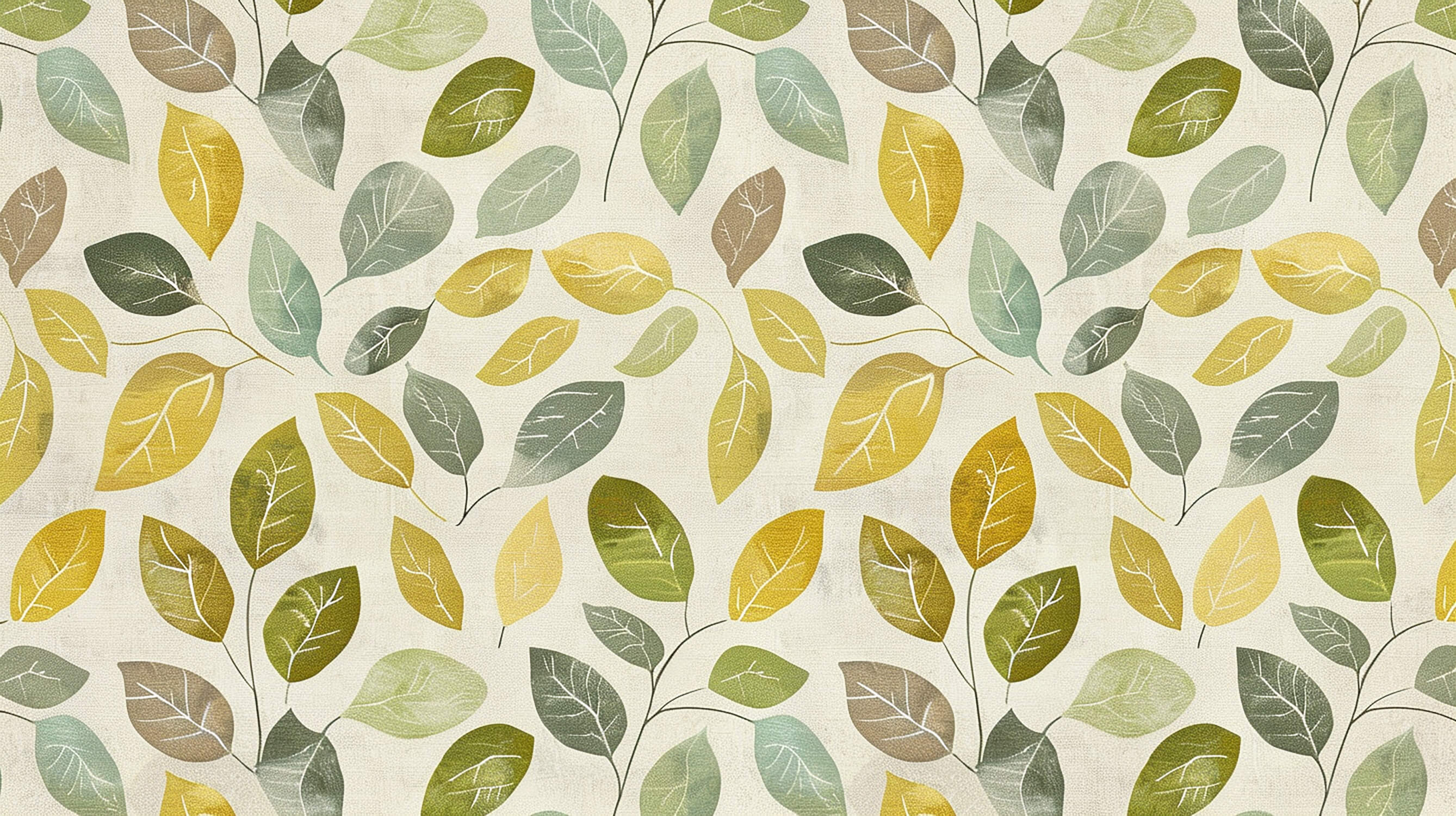 Botanical leaf wallpaper design file showing detailed yellow and green pattern