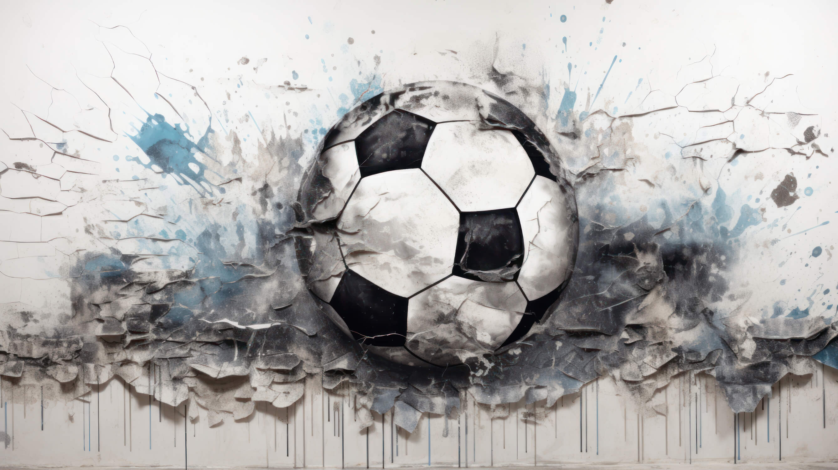 3D Football breaking wall design file showing detailed brick texture and ball pattern