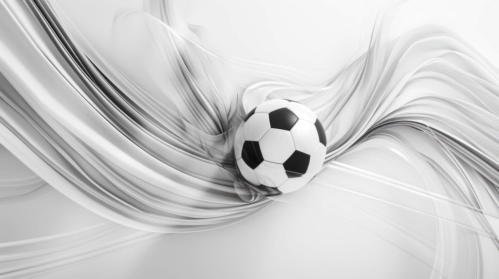 Football wallpaper design file showing detailed 3D soccer ball pattern with flowing silver waves