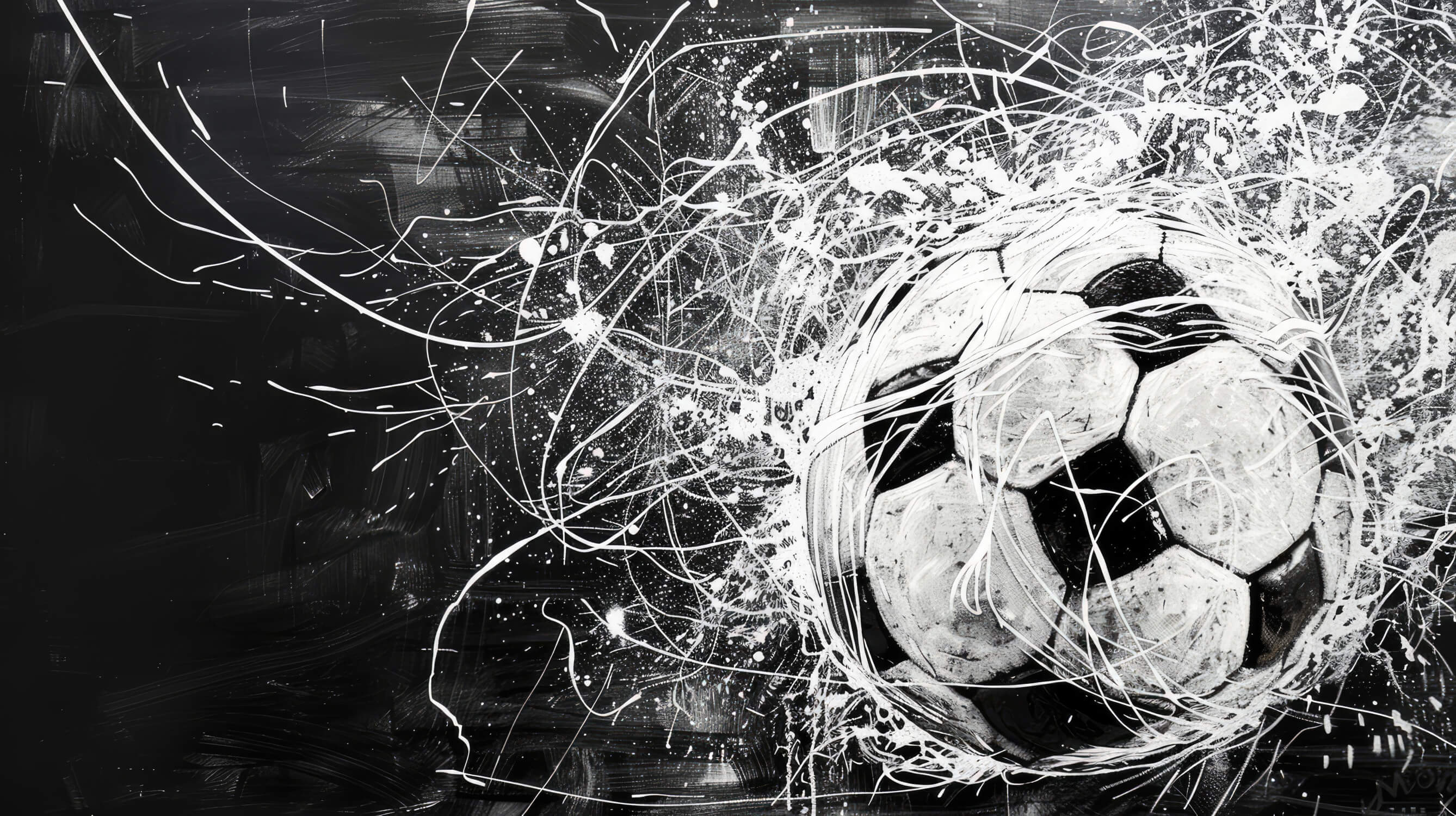 Design file showing detailed black and white football pattern with dynamic movement
