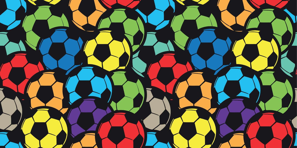 Colorful Football wallpaper design file showing detailed soccer ball pattern on black background
