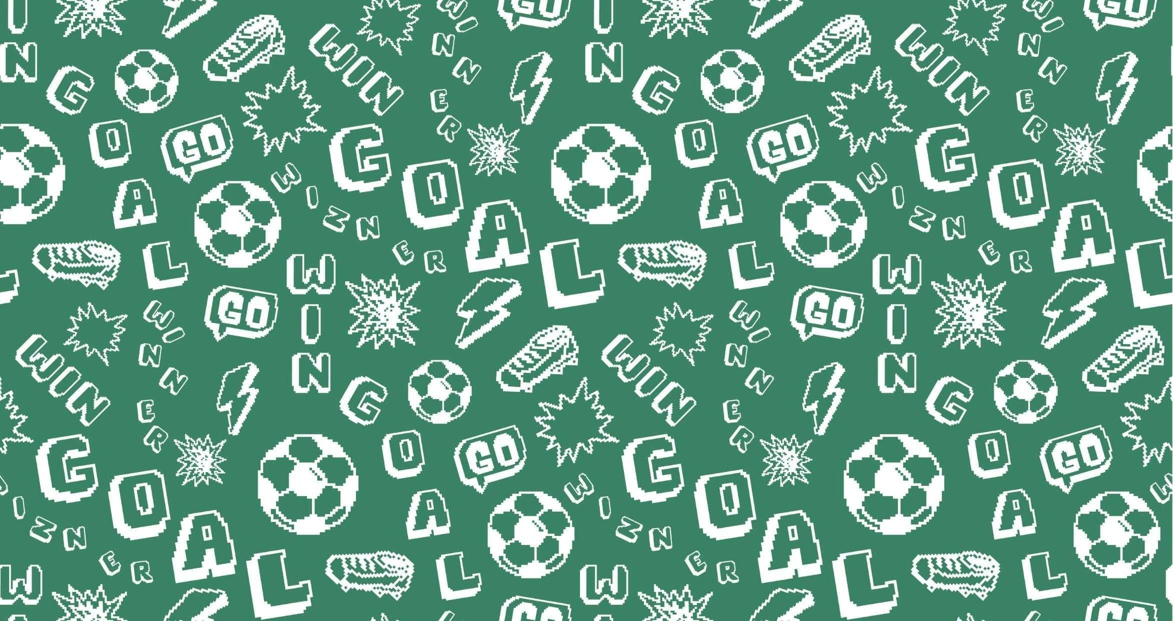 Pixel football wallpaper design file showing retro gaming pattern with footballs and arcade elements
