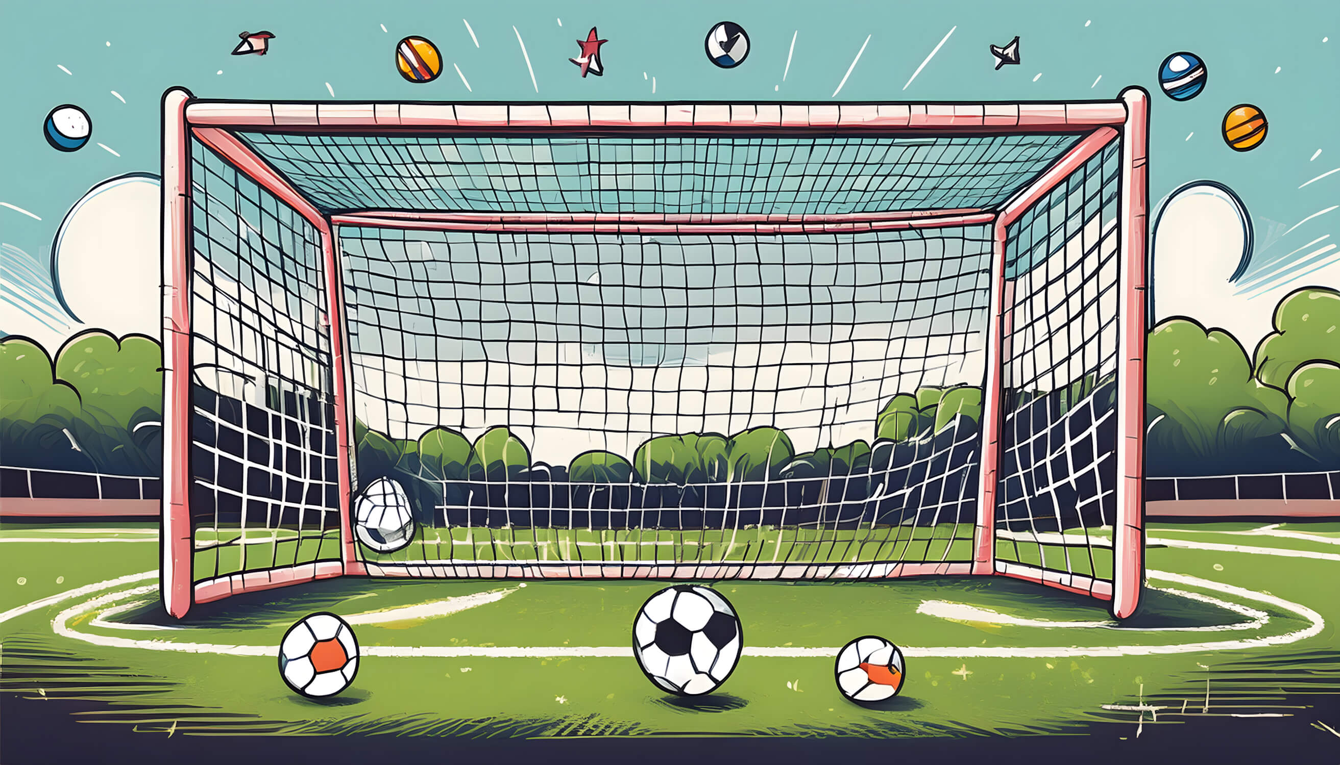 Soccer stadium goal design file showing detailed net pattern and pitch texture