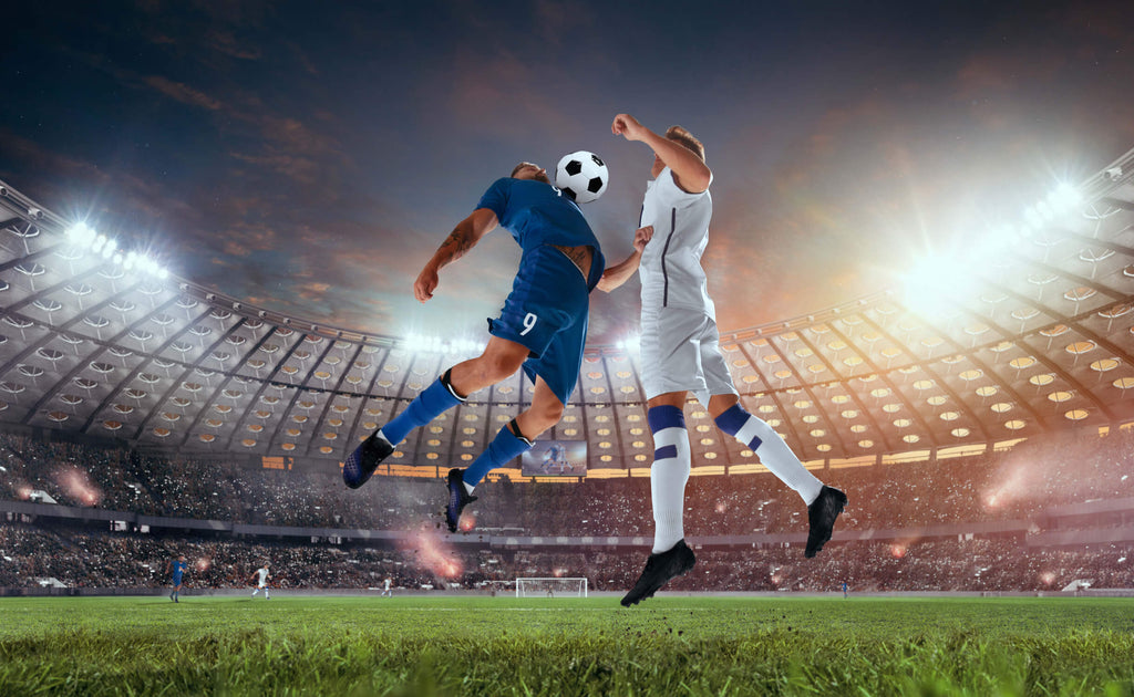 Football stadium design file showing detailed match action and crowd atmosphere