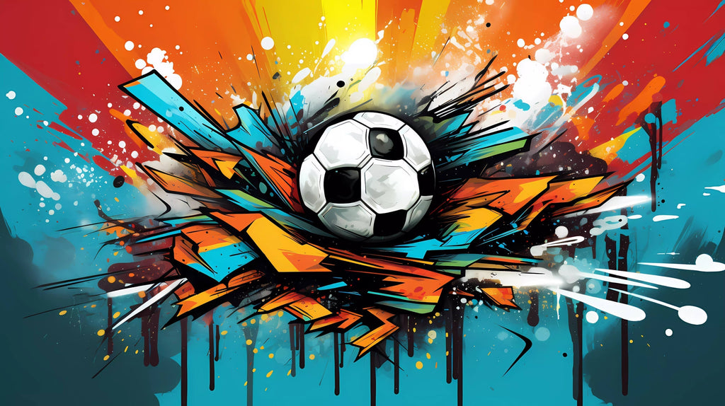 Football graffiti wallpaper design file showing vibrant color details and street art elements