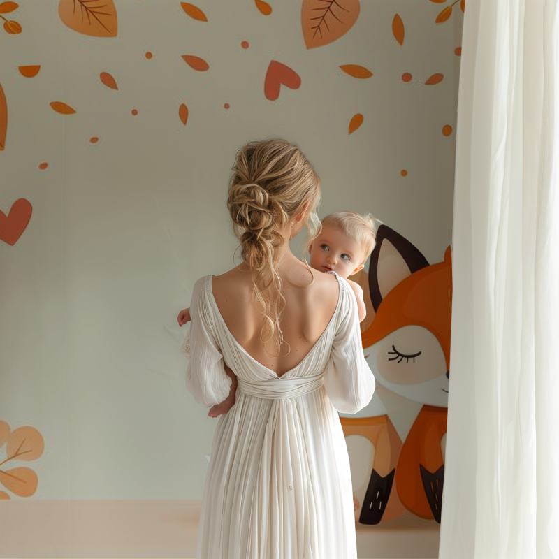 Forest theme wallpaper adding charm to a toddler bedroom
