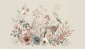 Forest deer wallpaper in cozy nursery with white furniture and natural light showing peaceful botanical design