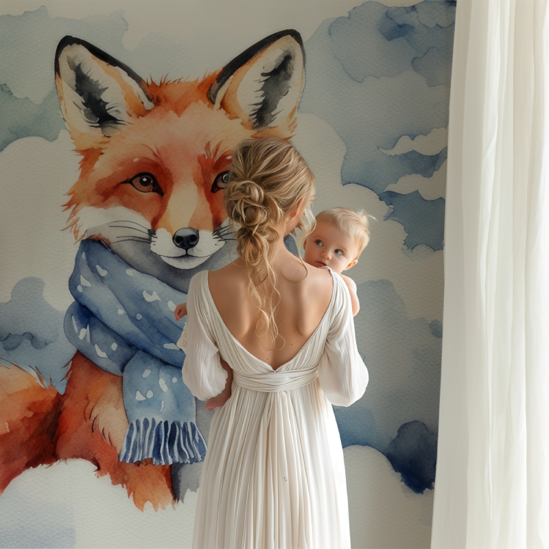 Forest Animal Mural creating magic in a kid's reading nook with plush chair