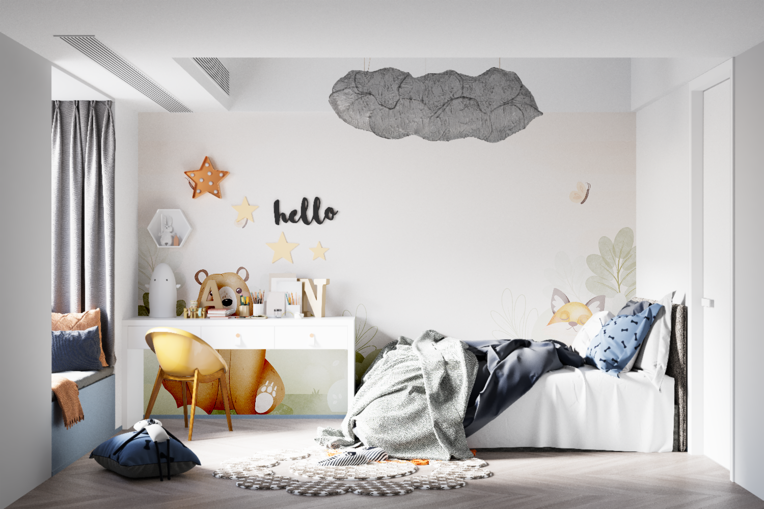 Woodland Nursery Wallpaper creating magic in baby's reading nook