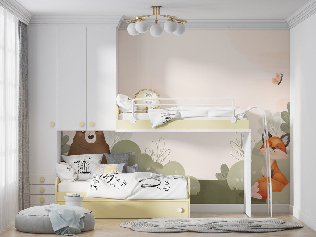 Bear and Fox Wallpaper bringing joy to playroom setting