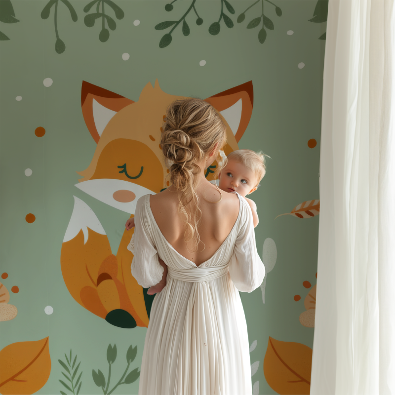 Animal wallpaper transforming a simple bedroom into a woodland paradise