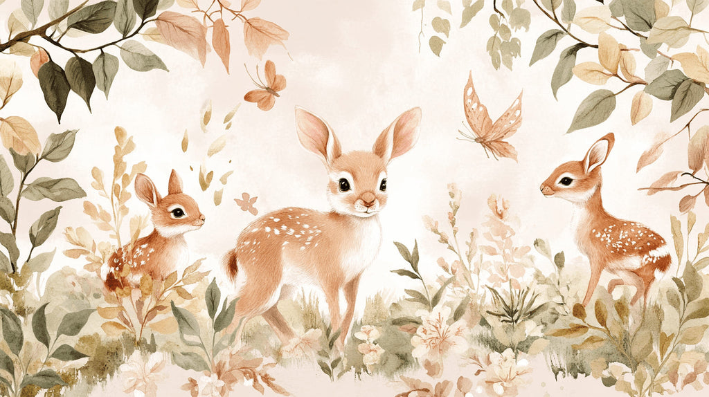 Forest animals wallpaper design file showing detailed deer and butterfly pattern