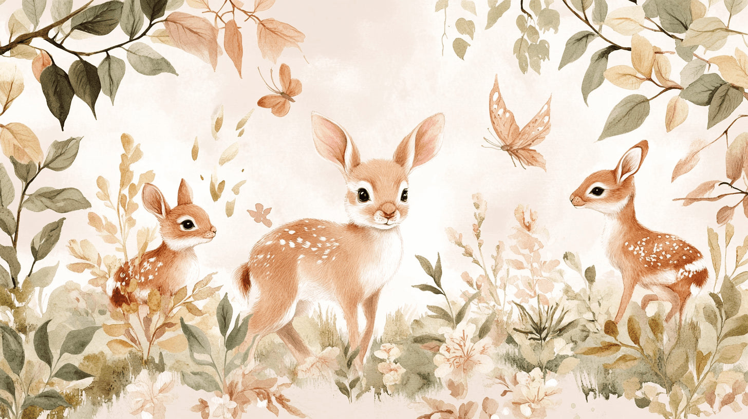 Forest animals wallpaper design file showing detailed deer and butterfly pattern