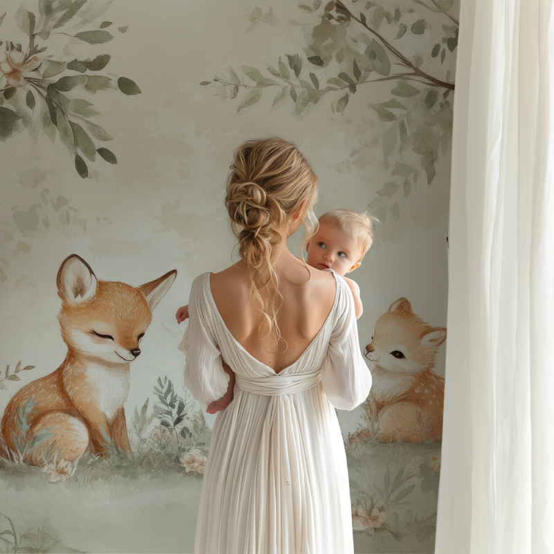 Watercolor woodland scene bringing charm to a toddler's bedroom