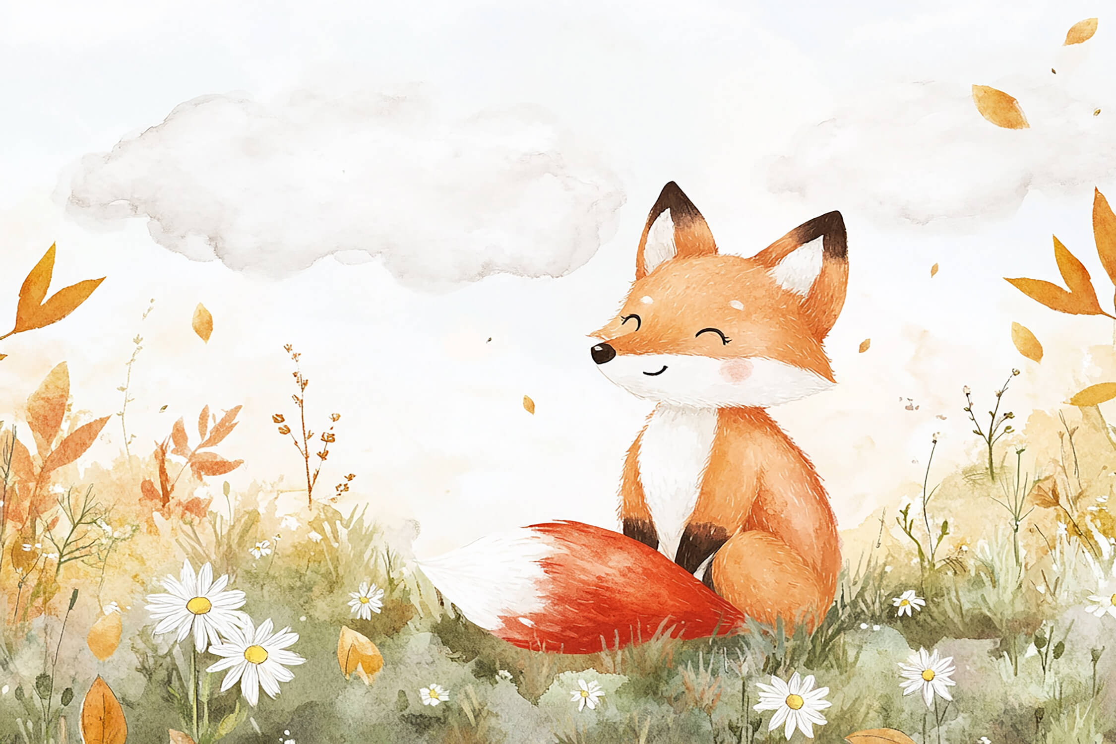 Watercolor Fox Woodland design file showing detailed pattern and soft color palette