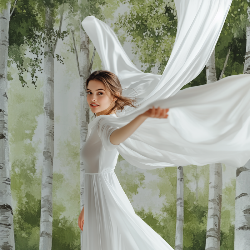 Woodland tree mural transforming a bedroom into a peaceful forest retreat