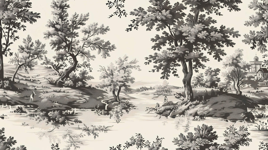 Black and white forest landscape design file showing full pattern detail