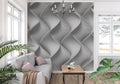 Forest wall mural in modern living room showing misty pine trees creating depth and atmosphere