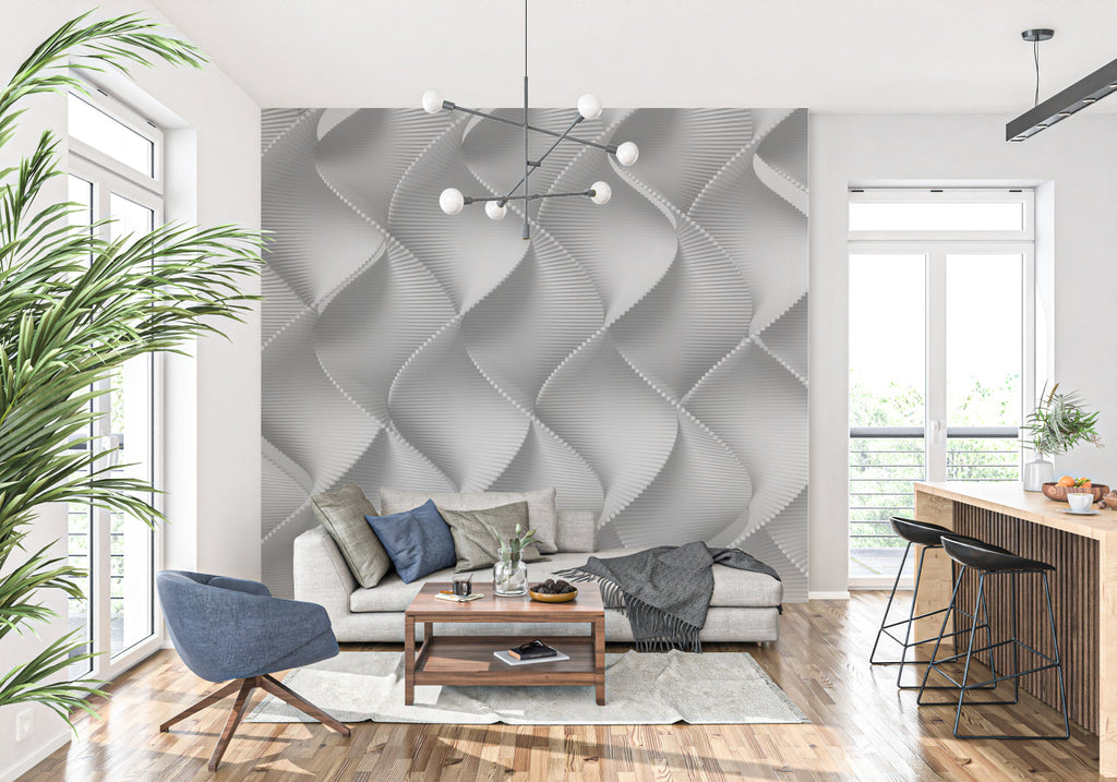 Woodland mural in home office with soft natural lighting enhancing the forest atmosphere