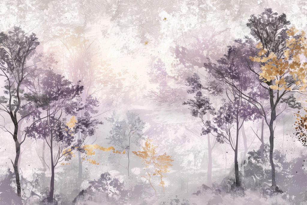 Forest wallpaper design file showing detailed purple trees with golden accents pattern