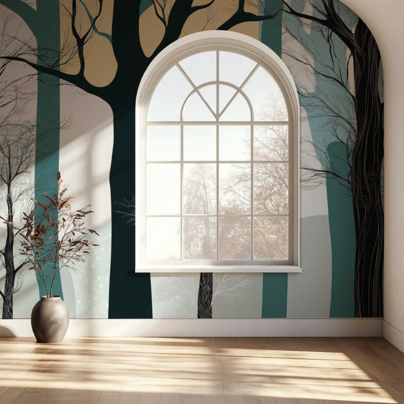 Contemporary Forest Design in hallway with minimal decor
