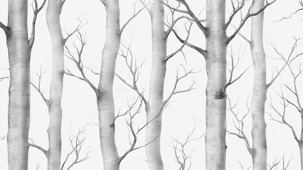 Birch tree pattern design file showing detailed grey and white forest illustration