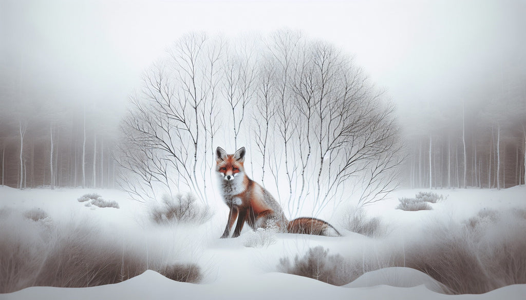 Winter fox in misty woods design file showing detailed forest mural pattern with fog effects
