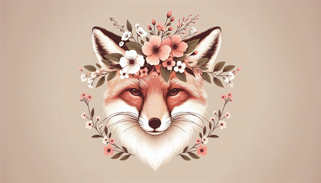 Fox with Floral Crown design file showing detailed illustration and color palette