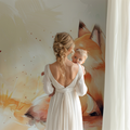 Fox wallpaper mural styled in cozy nursery with natural wood furniture and soft textiles
