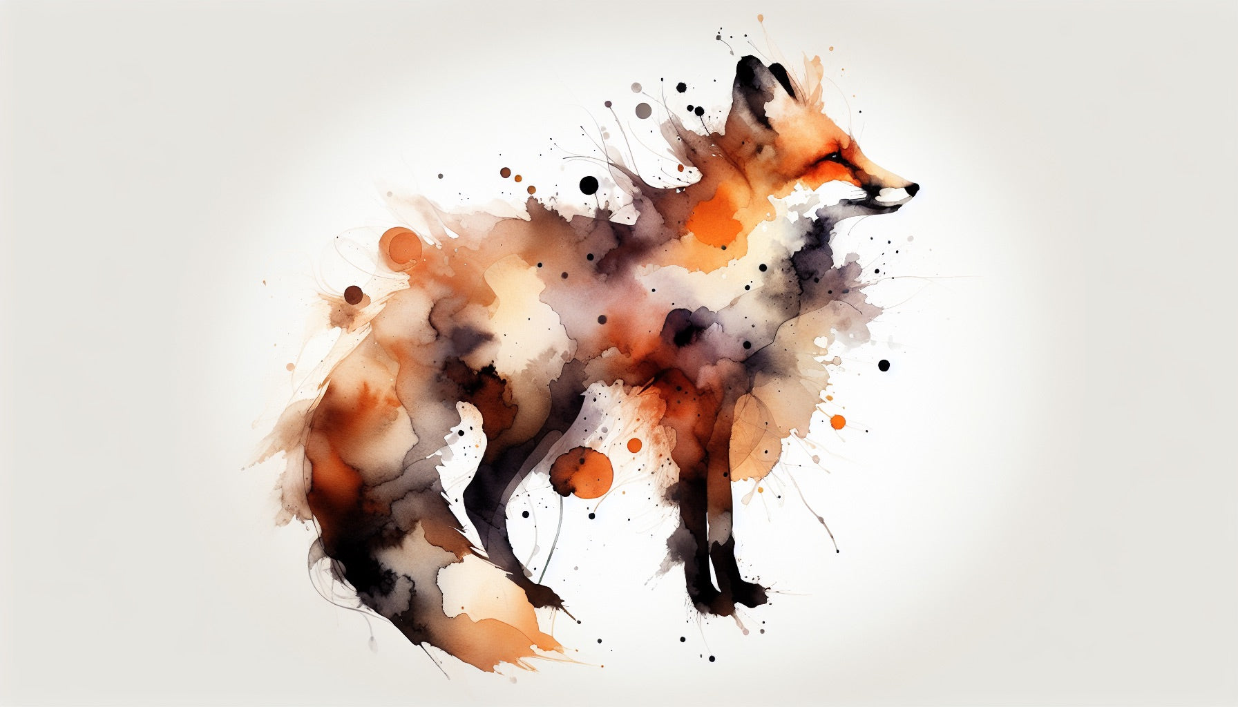 Fox watercolor splash art design file showing detailed pattern and color splashes