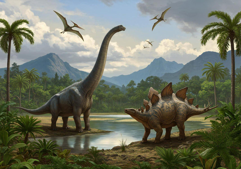 Dinosaur Mural Wallpaper | Jurassic Landscape with Brachiosaurus