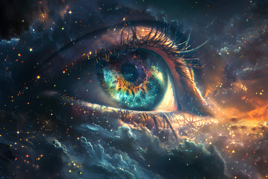 Space Eye design file showing intricate galaxy details and turquoise-gold color scheme