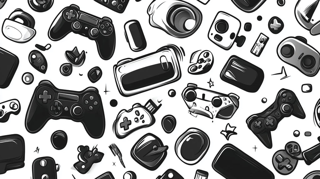 Gaming wallpaper design file showing detailed black and white console pattern