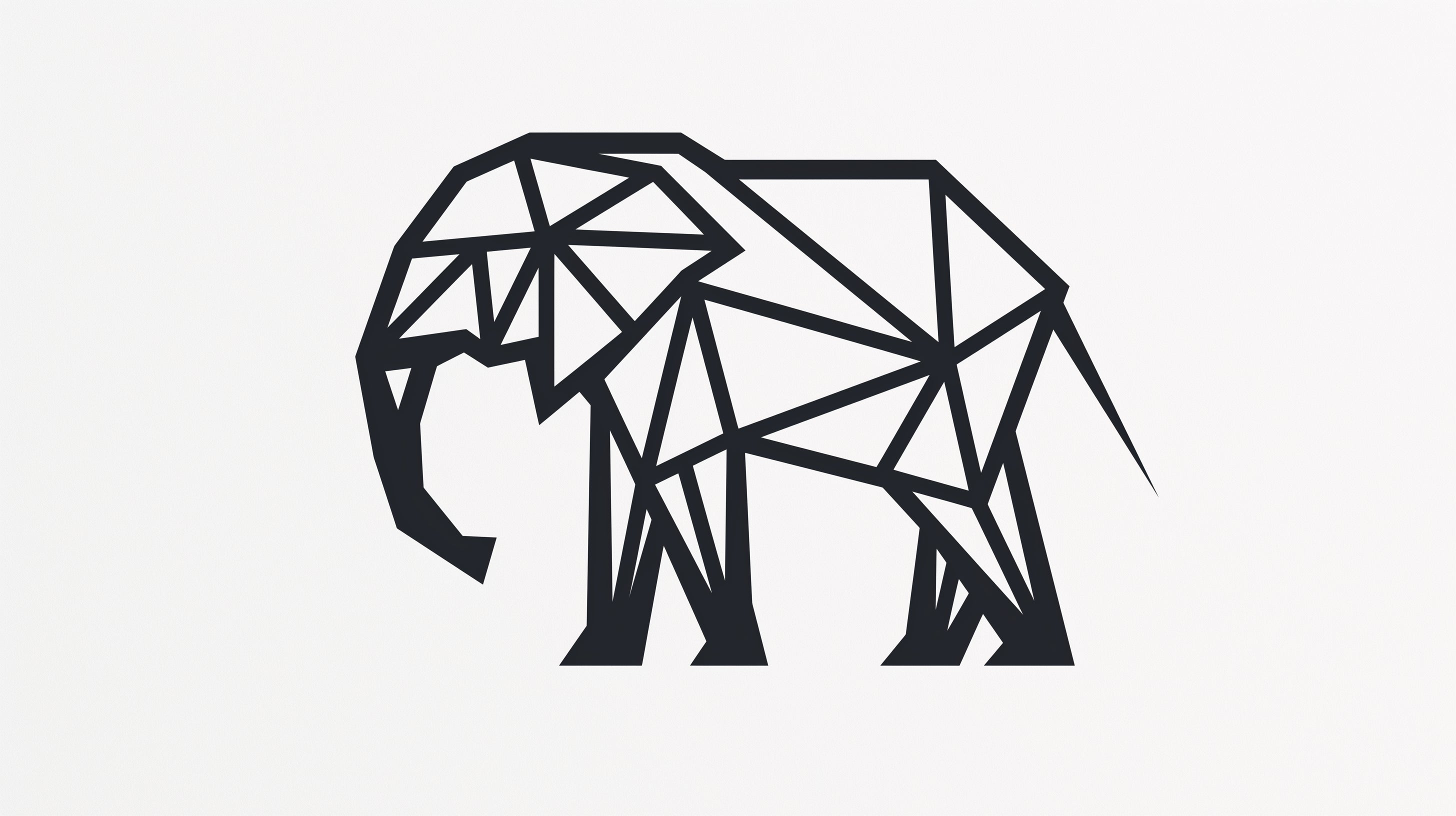 Geometric Elephant line art design file showing precise black angular pattern on white background