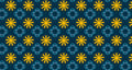 Geometric floral wallpaper with navy and gold pattern making a bold statement in a modern living room with natural lighting