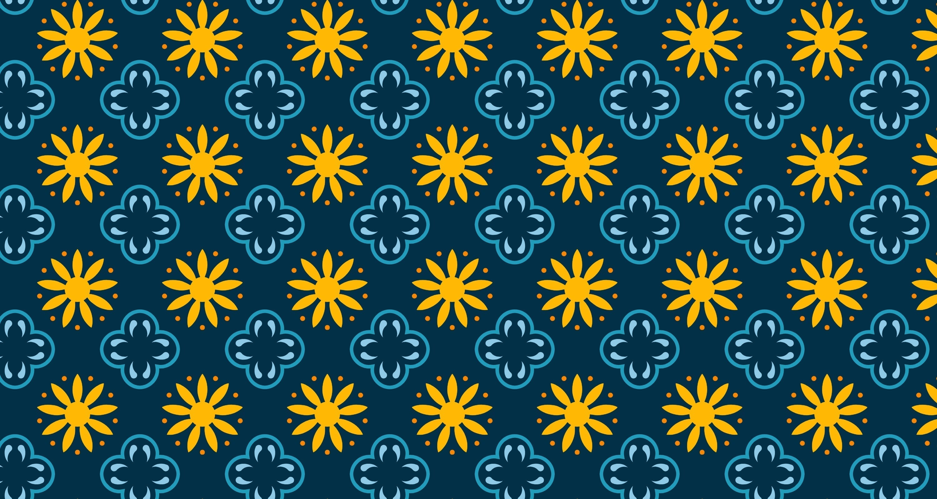 Geometric floral wallpaper with navy and gold pattern making a bold statement in a modern living room with natural lighting