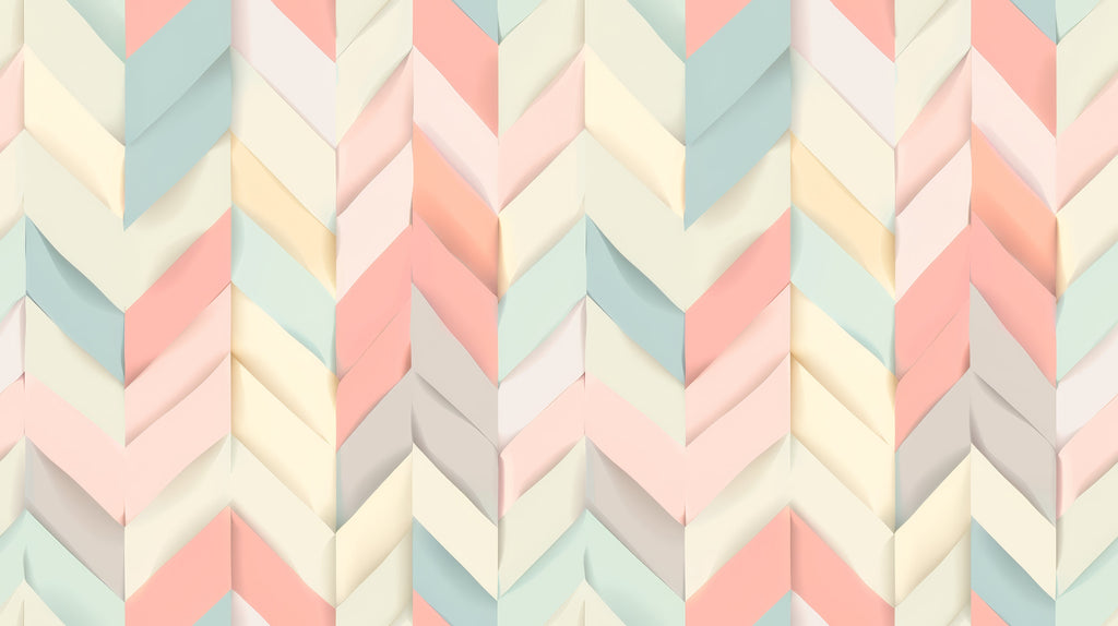 Design file showing the detailed 3D chevron pattern in soft pastel colors