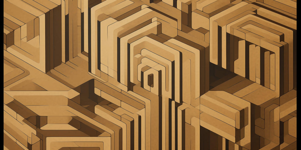 Design file of 3D geometric pattern showing intricate golden maze details