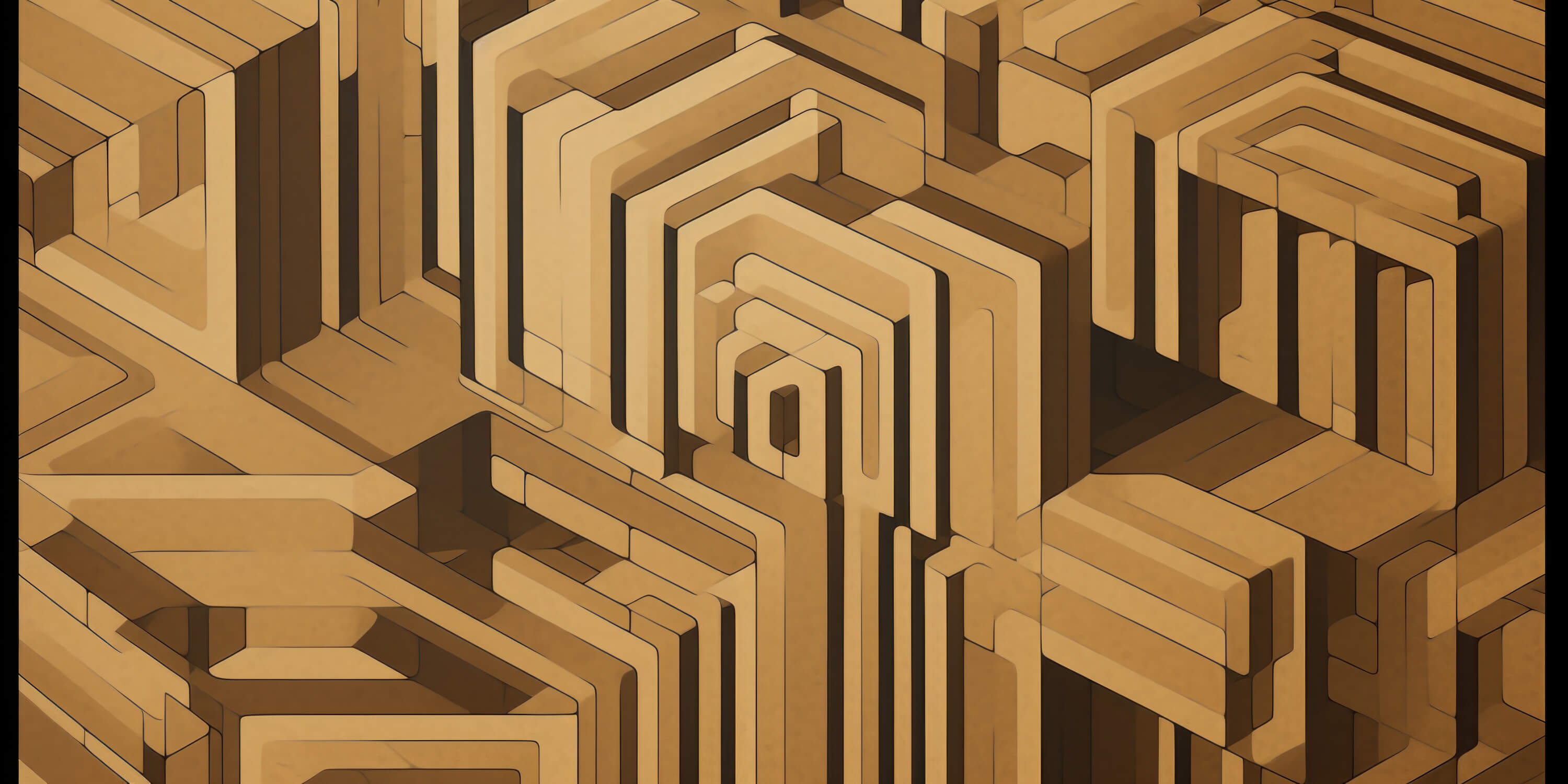 Design file of 3D geometric pattern showing intricate golden maze details