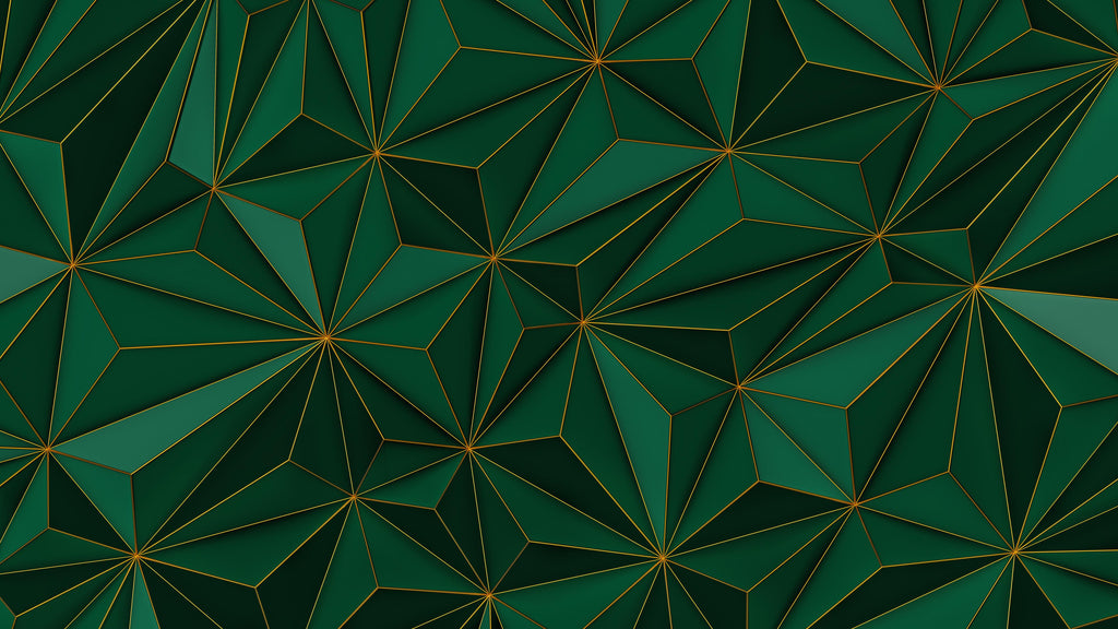 Green and gold geometric design file showing intricate 3D pattern detail